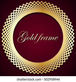 Gold frame. Geometric ornament. The circular pattern. Vector illustration.