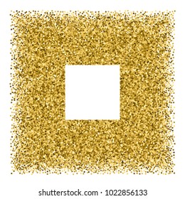 Gold frame glitter texture isolated on white. Amber particles color. Vintage background. Golden explosion of confetti. Vector illustration,eps 10.