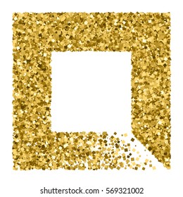 Gold frame glitter texture isolated on white. Golden color of winners. Gilded abstract particles. Explosion of confetti shine. Celebratory background. Vector illustration,eps 10.
