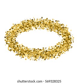 Gold frame glitter texture isolated on white. Golden color of winners. Gilded abstract particles. Explosion of confetti shine. Celebratory background. Vector illustration,eps 10.