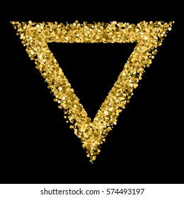 Gold frame glitter texture isolated on black. Amber particles color. Celebratory background. Golden explosion of confetti. Vector illustration,eps 10

