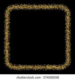 Gold frame glitter texture isolated on black. Amber particles color. Celebratory background. Golden explosion of confetti. Vector illustration,eps 10

