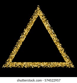 Gold frame glitter texture isolated on black. Amber particles color. Celebratory background. Golden explosion of confetti. Vector illustration,eps 10

