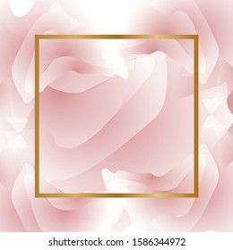 Gold frame with golden glitter square and pastel rose colors brush strokes