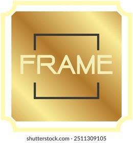 quadro dourado caixa de texto dourada no elemento gráfico quadrado de fundo branco