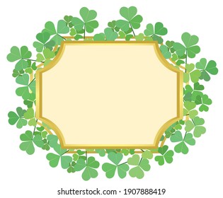 gold frame with green shamrock - vector clover
