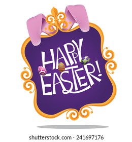Gold frame Happy Easter design isolated EPS 10 vector stock illustration