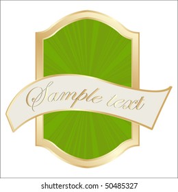 Gold frame label over white background