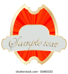 Gold frame label over white background