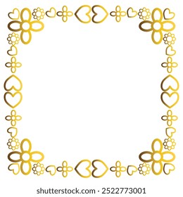 Gold frame with leaf and flowers. on white background
