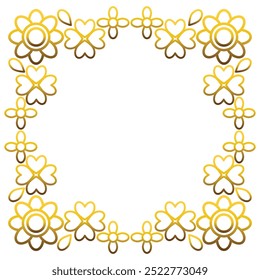 Gold frame with leaf and flowers. on white background