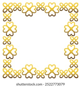 Goldener Rahmen mit Blatt und Blumen. auf weißem Hintergrund
