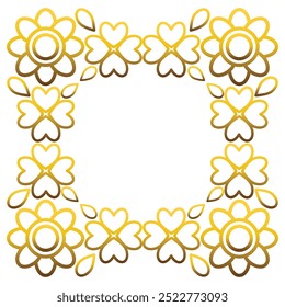 Gold frame with leaf and flowers. on white background