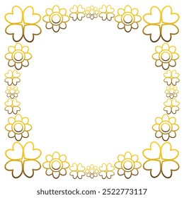 Gold frame with leaf and flowers. on white background
