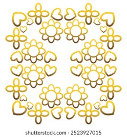 Goldener Rahmen mit Blatt und Blumen. auf weißem Hintergrund