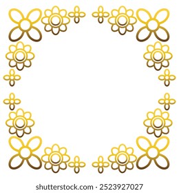 Gold frame with leaf and flowers. on white background