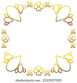 Gold frame with leaf and flowers. on white background