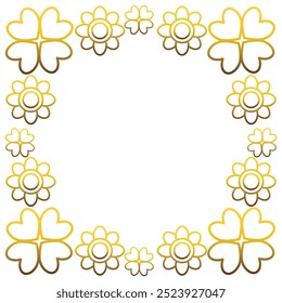 Gold frame with leaf and flowers. on white background
