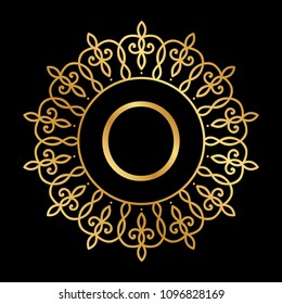 gold frame with letter o inside, luxury monogram 