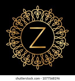 gold frame and letter Z, monogram 