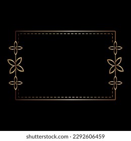 Gold frame line art style, Vector design element geometric shape.