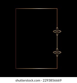 Gold frame line art style, Vector design element geometric shape.