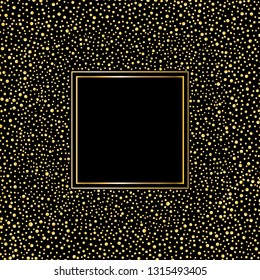 gold frame. lots of golden confetti background