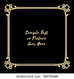 Gold frame made in vector. Unique ornamental decorative covers for greeting card, wedding invitation, save the date with space for your text. Vintage border, antique cover