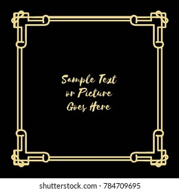 Gold frame made in vector. Unique ornamental decorative covers for greeting card, wedding invitation, save the date with space for your text. Vintage border, antique cover