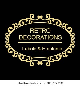 Gold frame made in vector. Unique ornamental decorative covers for greeting card, wedding invitation, save the date with space for your text. Vintage border, antique cover
