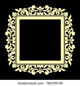 Gold frame made in vector. Unique ornamental decorative covers for greeting card, wedding invitation, save the date with space for your text. Vintage border, antique cover