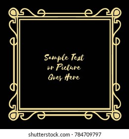 Gold frame made in vector. Unique ornamental decorative covers for greeting card, wedding invitation, save the date with space for your text. Vintage border, antique cover