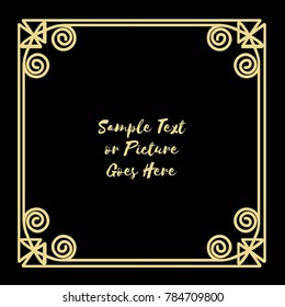 Gold frame made in vector. Unique ornamental decorative covers for greeting card, wedding invitation, save the date with space for your text. Vintage border, antique cover