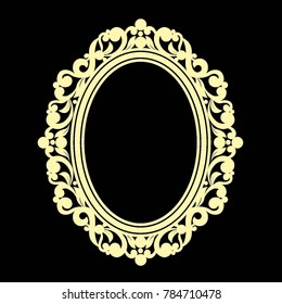 Gold frame made in vector. Unique ornamental decorative covers for greeting card, wedding invitation, save the date with space for your text. Vintage border, antique cover
