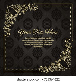 Gold Frame Made In Vector. Unique Ornamental Decorative Covers For Greeting Card, Wedding Invitation, Save The Date With Space For Your Text. Vintage Border, Antique Cover