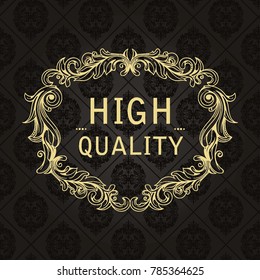 Gold frame made in vector. Unique ornamental decorative covers for greeting card, wedding invitation, save the date with space for your text. Vintage border, antique cover