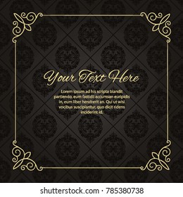 Gold frame made in vector. Unique ornamental decorative covers for greeting card, wedding invitation, save the date with space for your text. Vintage border, antique cover