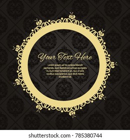 Gold frame made in vector. Unique ornamental decorative covers for greeting card, wedding invitation, save the date with space for your text. Vintage border, antique cover