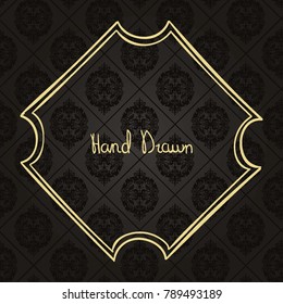 Gold frame made in vector. Unique ornamental decorative covers for greeting card, wedding invitation, save the date with space for your text. Vintage border, antique cover