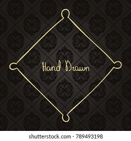 Gold frame made in vector. Unique ornamental decorative covers for greeting card, wedding invitation, save the date with space for your text. Vintage border, antique cover