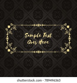Gold frame made in vector. Unique ornamental decorative covers for greeting card, wedding invitation, save the date with space for your text. Vintage border, antique cover