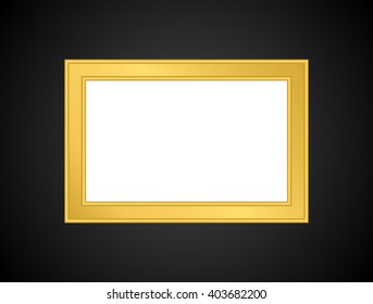 gold frame metal gold, on black background vector