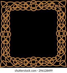 Gold frame on a black background in the Arab or Celtic style