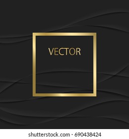 Gold Frame on a Black Background. Modern Vector Template.