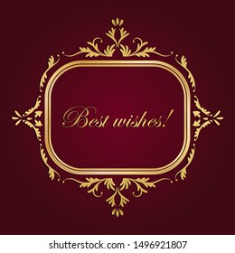 Gold frame on a burgundy background.
