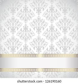 Gold frame on damask background. Vintage design