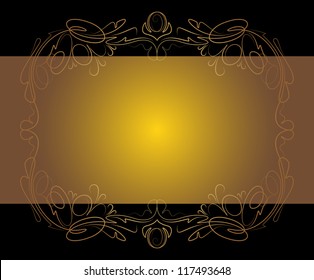 Gold frame on a dark background. Vector.