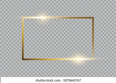 Gold frame on a transparant background. Vector illustration