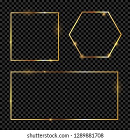 Gold Frame on Transparent Background Collection Set. Vector Illustration EPS10