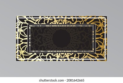 gold frame on wall in mandala style. EPS 10